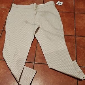 Anne Klein Beige and White Striped Pants with Brand Tag